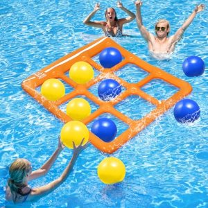 Pool Toys Games Set- Tic-Tac-Toe Inflatable Pool Toy with 10 Balls