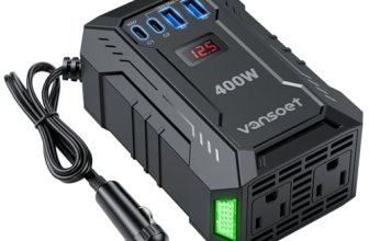 400W Car Power Inverter DC 12V to 110V AC Inverter with PD 30W/15W USB C+2*USB A