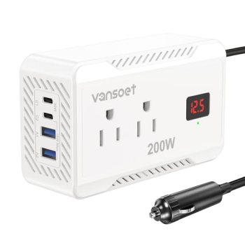 Vansoet 200W Car Power Inverter DC 12V to 110V AC Converter with [PD 30W & 15W]