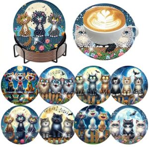 ijbnhd Cat Diamond Painting Coasters Kits