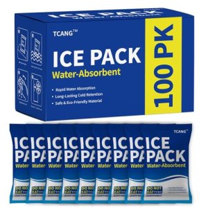 TCANG Disposable Dry Ice Packs for Shipping Non-Stick for Food (100 Pack)