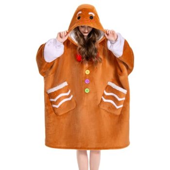 OLAOLA Gingerbread Wearable Blanket Hoodie for Adult