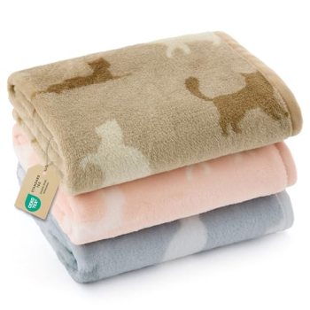 Bedsure 3-Pack Cat Blanket, Ultra-Soft Flannel Fleece Pet Blankets with Cute Cat