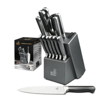 15 Piece Stainless Steel Kitchen Knife Set with Block