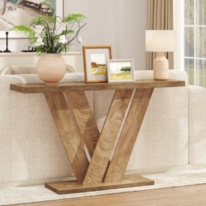 karlott 51 Inch Console Table, Modern V-Shaped Entryway Table