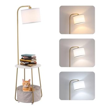 YJSQOEOE Floor Lamp with Cat Bed