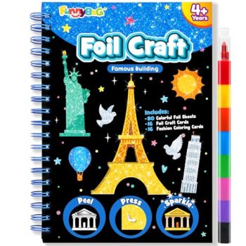 FUNNYB&G Foil Art Craft Kit for Kids 4-10 Years Old: Mess-Free & No-Glue