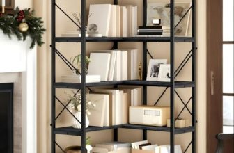 DWVO Corner Bookshelf, 5-Tier L-Shaped Bookshelf Storage Organizer