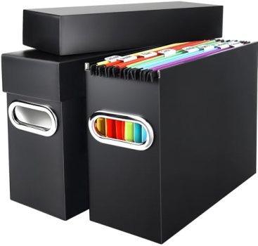 Naleyber File Organizer Box with Lid & Handle