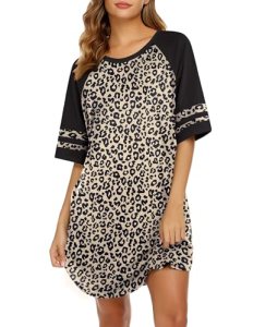 Ekouaer Cotton Nightgowns for Women Short Sleeve Sleep Shirts Crew Neck Night Sh