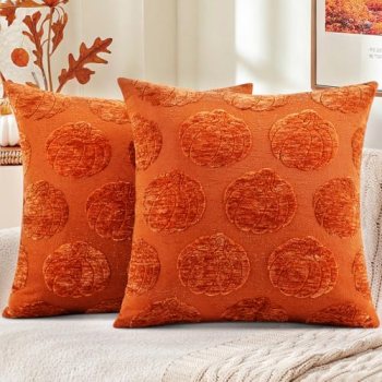 decorUhome Decorative Rust Pumpkin Thanksgiving Throw Pillow Covers 18×18 Set of