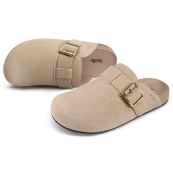 Stelle Suede Clogs for Women Men Potato Shoes with Arch Support Leather Cork Foo