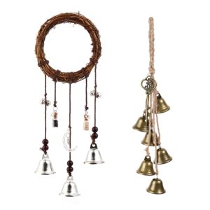 2 Pieces Witch Bells for Door Knob for Protection Hanging Bell Wind Chimes Handm