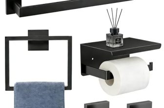 5-Pieces Matte Black Bathroom Accessories Set