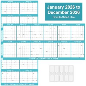 17″ x 38″ 2026 Wall Calendar, Wet & Dry Erase Wall Calendar 12 Month
