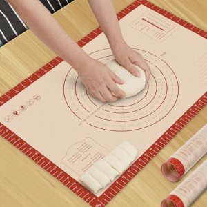 HOTEC Silicone Baking Mat – 26×16 Thickened Pastry Dough Mat with Measurement No
