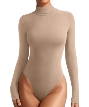 REORIA Womens Winter Turtleneck Long Sleeve Tight Shirts Going Out Basic Slim Fi