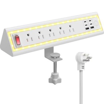 NYYTGE Desk Clamp Power Strip with Nightlight