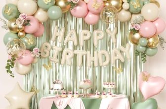 Pink and Sage Green Birthday Decorations