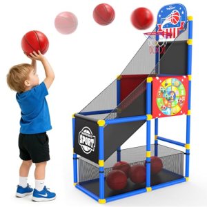 EagleStone 2-in-1 Kids Arcade Basketball Hoop with Dart Board