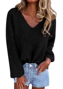 KIRUNDO Sweaters for Women Fall 2026 Oversized V Neck Cozy Cute Casual Long Slee