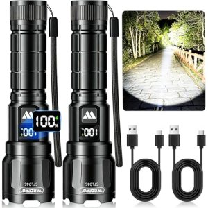 WdtPro Rechargeable Flashlights High Lumens 2Pack