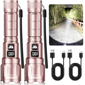 WdtPro LED Rechargeable Flashlight 2 Pack