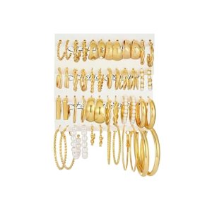 Gold Hoop Earrings Set for Women