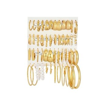 Gold Hoop Earrings Set for Women