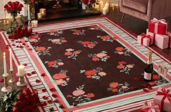 GarveeHome Red 8×10 Area Rug, Vintage Floral Design