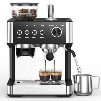 Electactic Espresso Machine 15 Bar with Built-in Anti-Clog Coffee Grinder