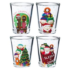 Silver Buffalo South Park Characters Xmas Group Shots 4pc. 1.5oz. Mini Glass Set