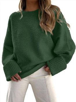 ANRABESS Women’s Oversized Sweaters 2026 Long Sleeve Fuzzy Knit Casual Chunky Pu