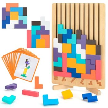 Wooden Stacking Puzzle Toy,3D Colored Wooden Puzzle