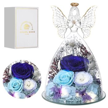 Tiaronics Mothers Day Rose Gifts for Women Preserved Real Flower in Glass Angel