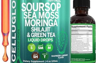 CelluGlow Soursop Bitters Liquid Drops Green Tea Extract Sea Moss Moringa Shilaj
