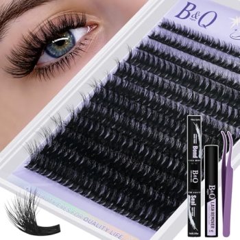 B&Q Fluffy Lash Clusters Kit Feath5D Flora Wispy Lashes Clusters Wide Band Full