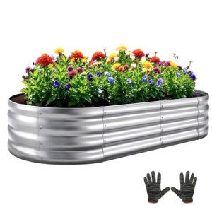 Mycovire Galvanized Garden Bed kit for Vegetables/Herbs/Flowers (4X2X1)