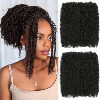 goodear Afro Kinkys Bulk Synthetic Hair 12 Inch 3 Pcs/Lot（150g）Natural Black Afr
