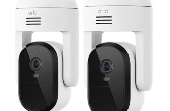 Arlo Essential Pan Tilt Security Camera 2K – Wired Plug-in Power Outdoor Camera