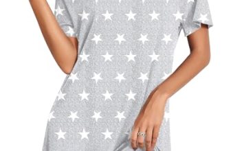 Ekouaer Nightgowns for Women Bamboo Viscose Sleep Shirts Short Sleeve Night Shir