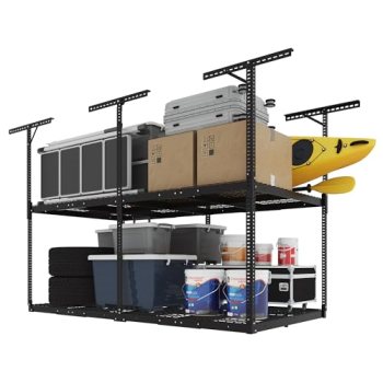 FLEXIMOUNTS 4×8 2-Tier Overhead Garage Storage Rack