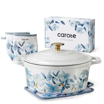 CAROTE 5 QT Cast Iron Dutch Oven Pot with Lid