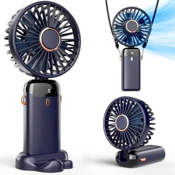 Koonie Portable Handheld Fan, 5000mAh Battery Operated with Base