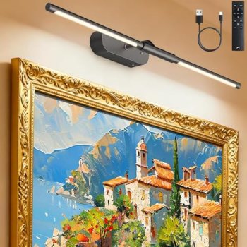 Glendan Wireless Picture Light for Wall: 24″ Rechargeable Art Light with Remote