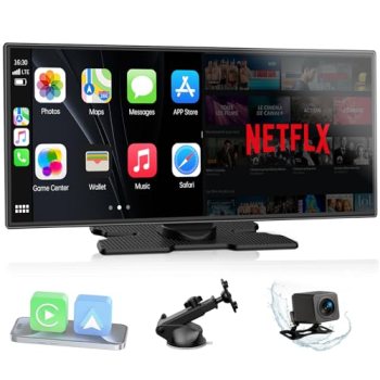 LAMTTO Upgraded 11” Wireless Carplay Screen with Net-Flix YouTube Apps and Back