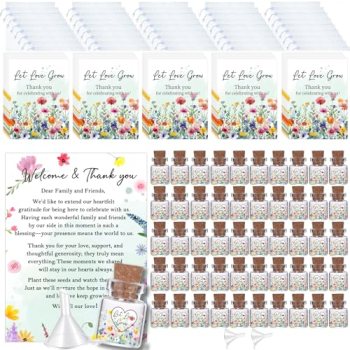 Qpige Bulk 50 Let Love Grow Jar Wedding Favors for Guests