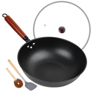 13″ Nonstick Wok – Wok Pan with Glass Cover
