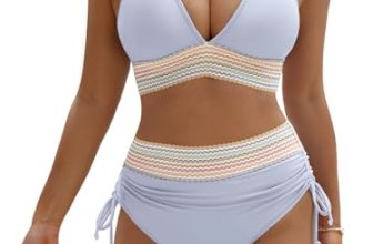 GKBK Women High Waisted Bikini Sets Tummy Control Swimsuits Color Block Two Piec