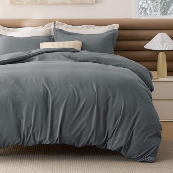 Bedsure Dark Gray Comforter Cover Queen Size
